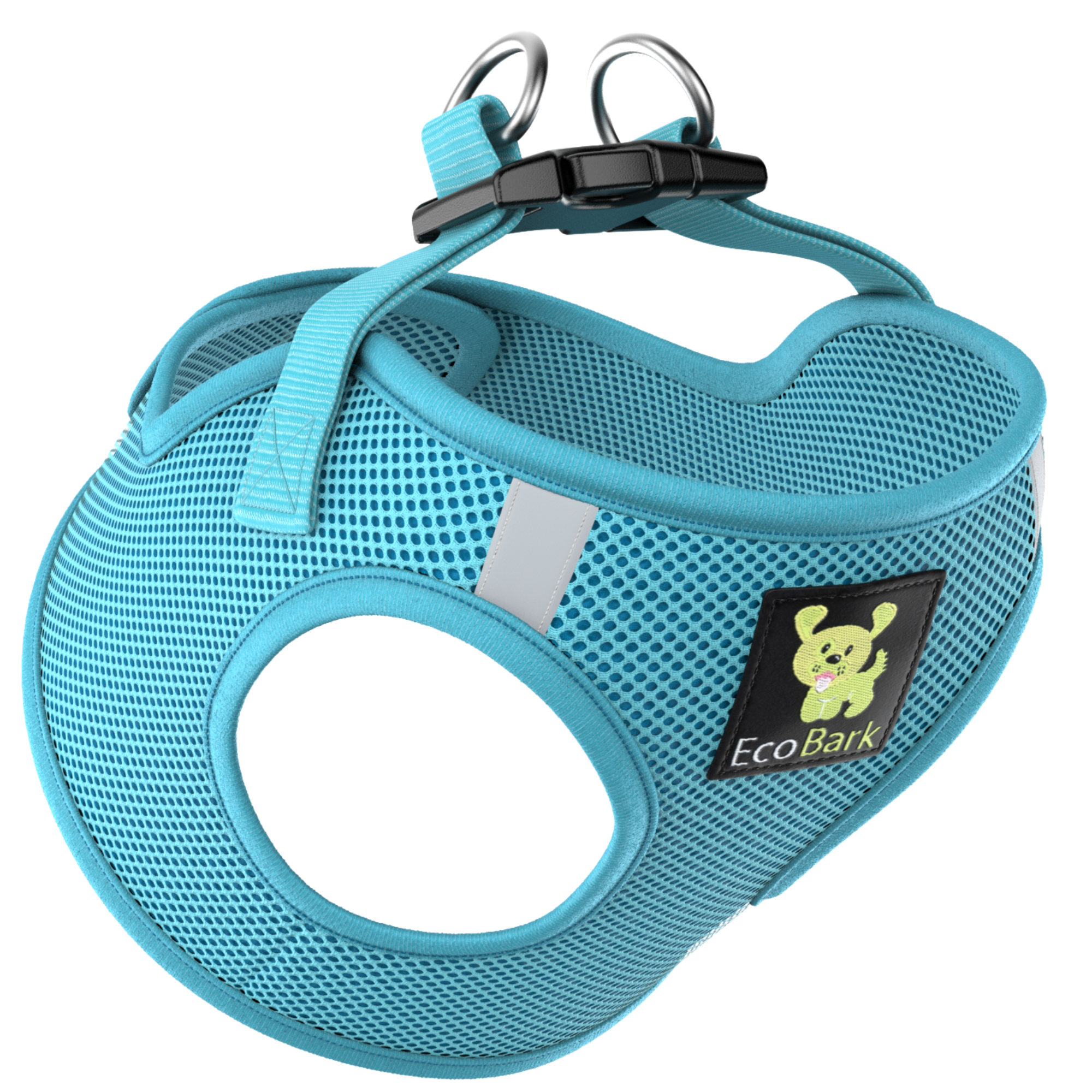 EcoBark Step In Dog Harness - Teacup & Small Breeds- Reflective Soft Mesh Harness for Teacup, Small Dogs and Puppies / Sky Blue