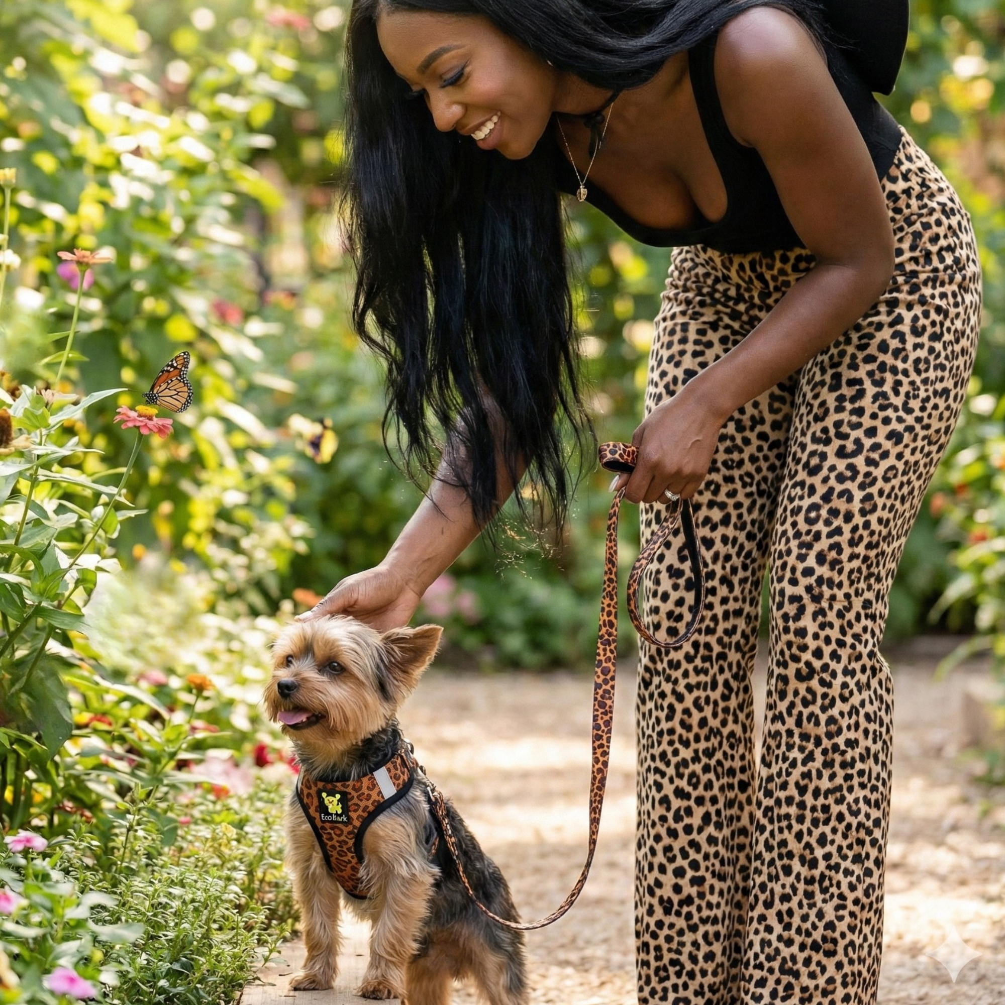 EcoBark Step In Dog Harness - Teacup & Small Breeds- Reflective Soft Mesh Harness for Teacup, Small Dogs and Puppies / Cheetah