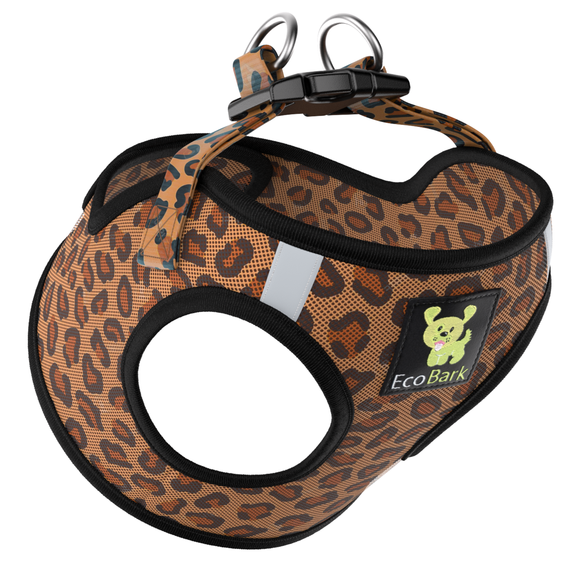 EcoBark Step In Dog Harness - Teacup & Small Breeds- Reflective Soft Mesh Harness for Teacup, Small Dogs and Puppies / Cheetah