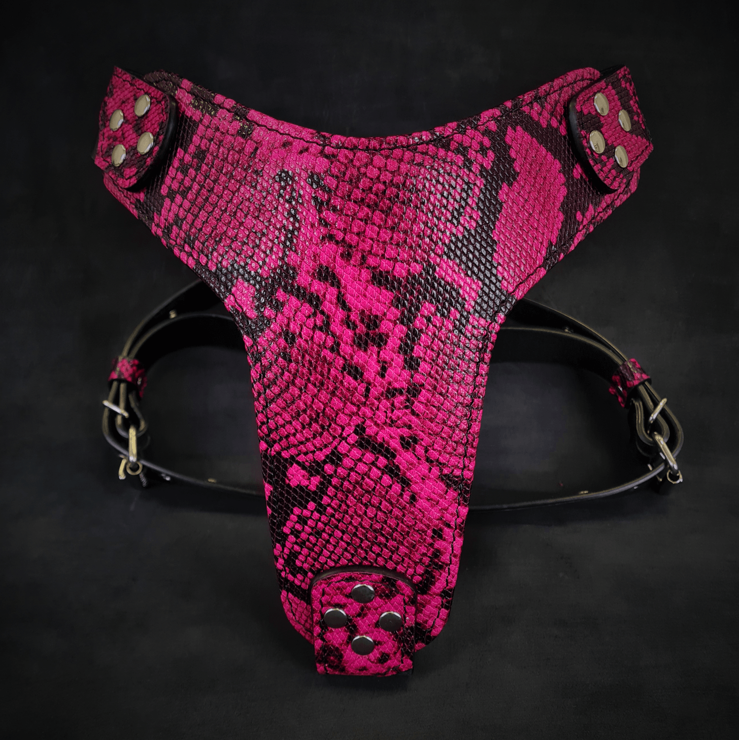 Bestia Rock Python Pink Leather Dog Harness