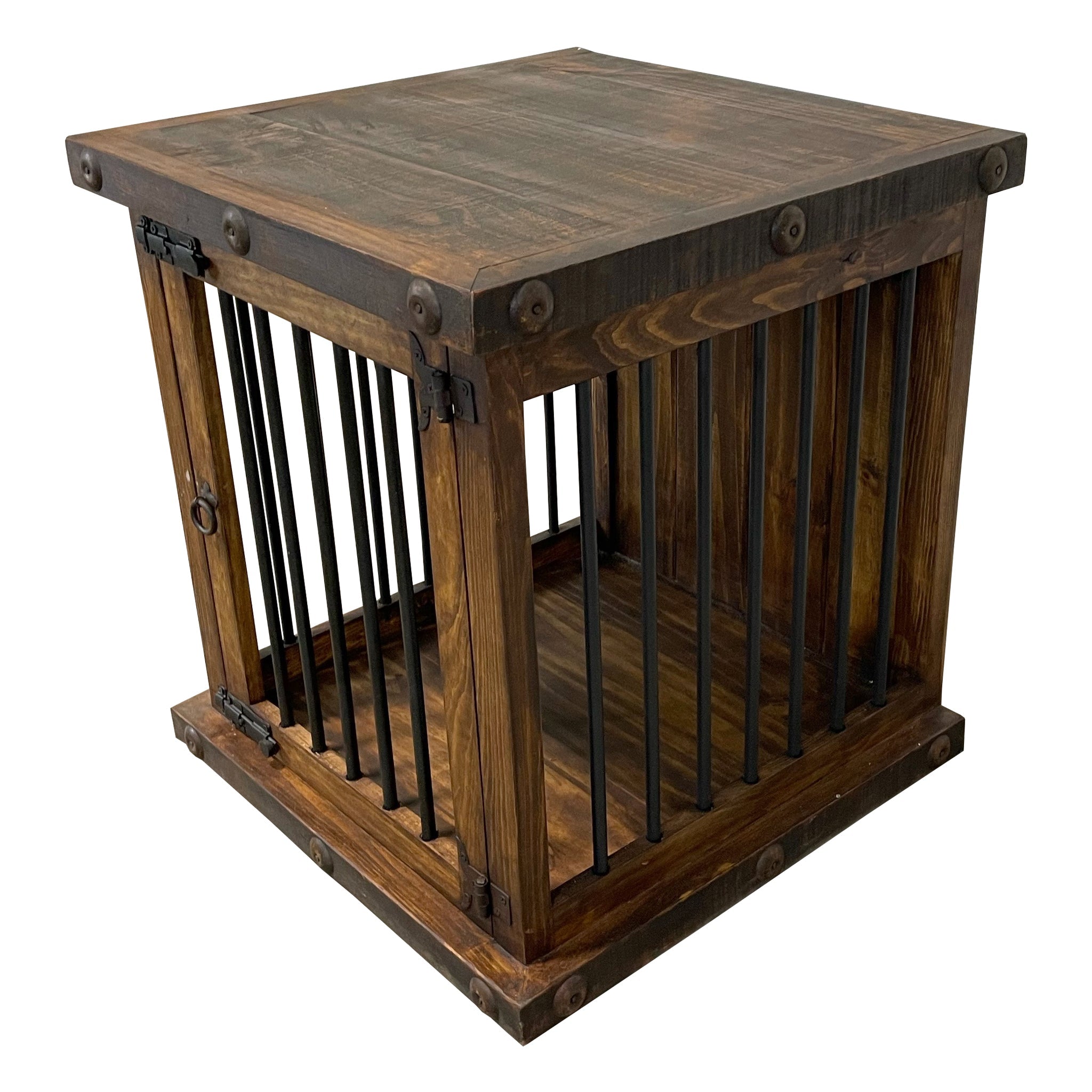 Oasis Small Rustic Dog Wood Kennel in Dark Wax