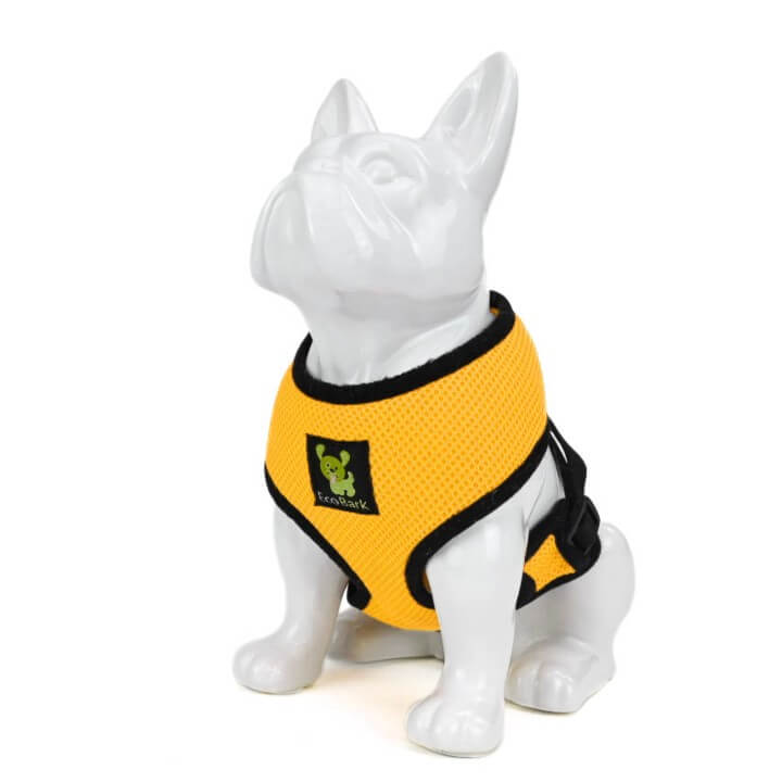 EcoBark Yellow Dog Harness - Over-the-Head Soft Mesh Dog Vest Halter for Small to Medium Dogs and Puppies