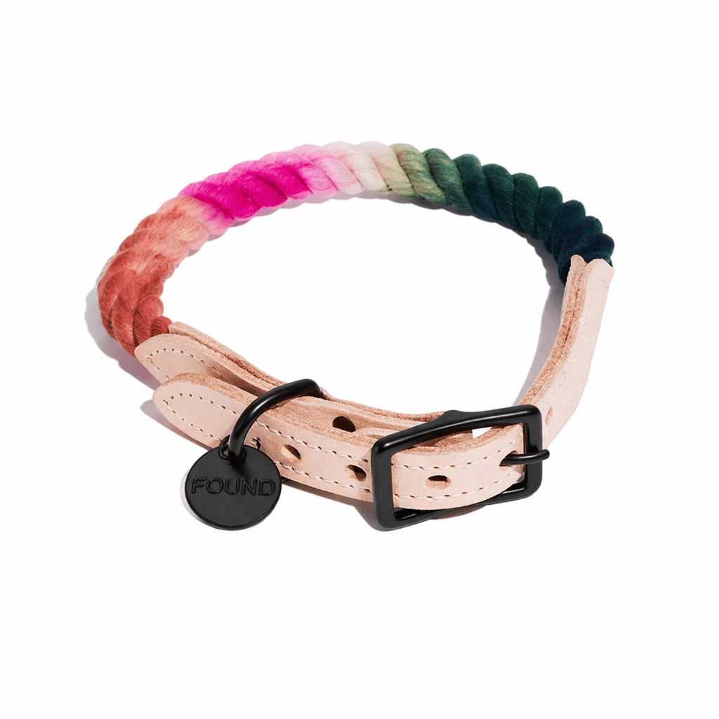 Spring Bouquet Ombre Cotton Rope Cat & Dog Collar – Matte Black Hardware