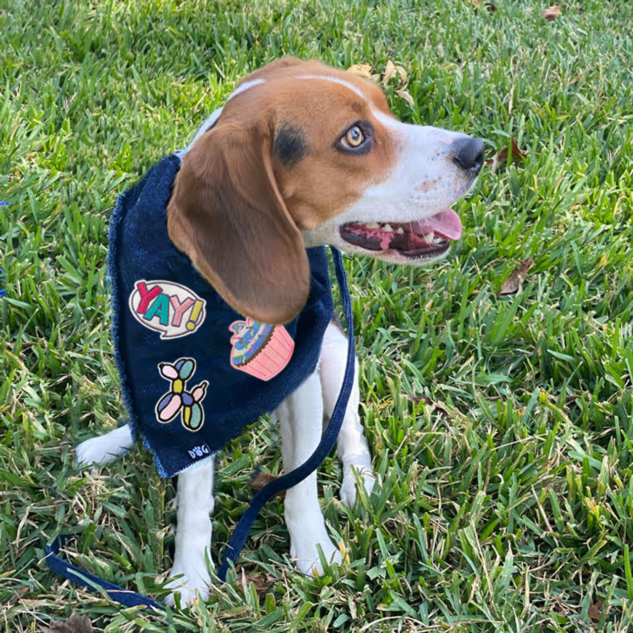 Custom Denim Bandana with Patches
