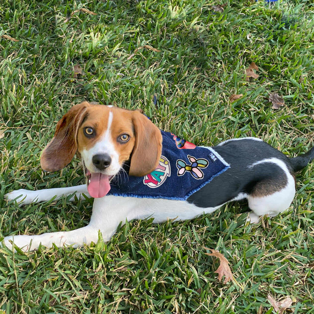 Custom Denim Bandana with Patches