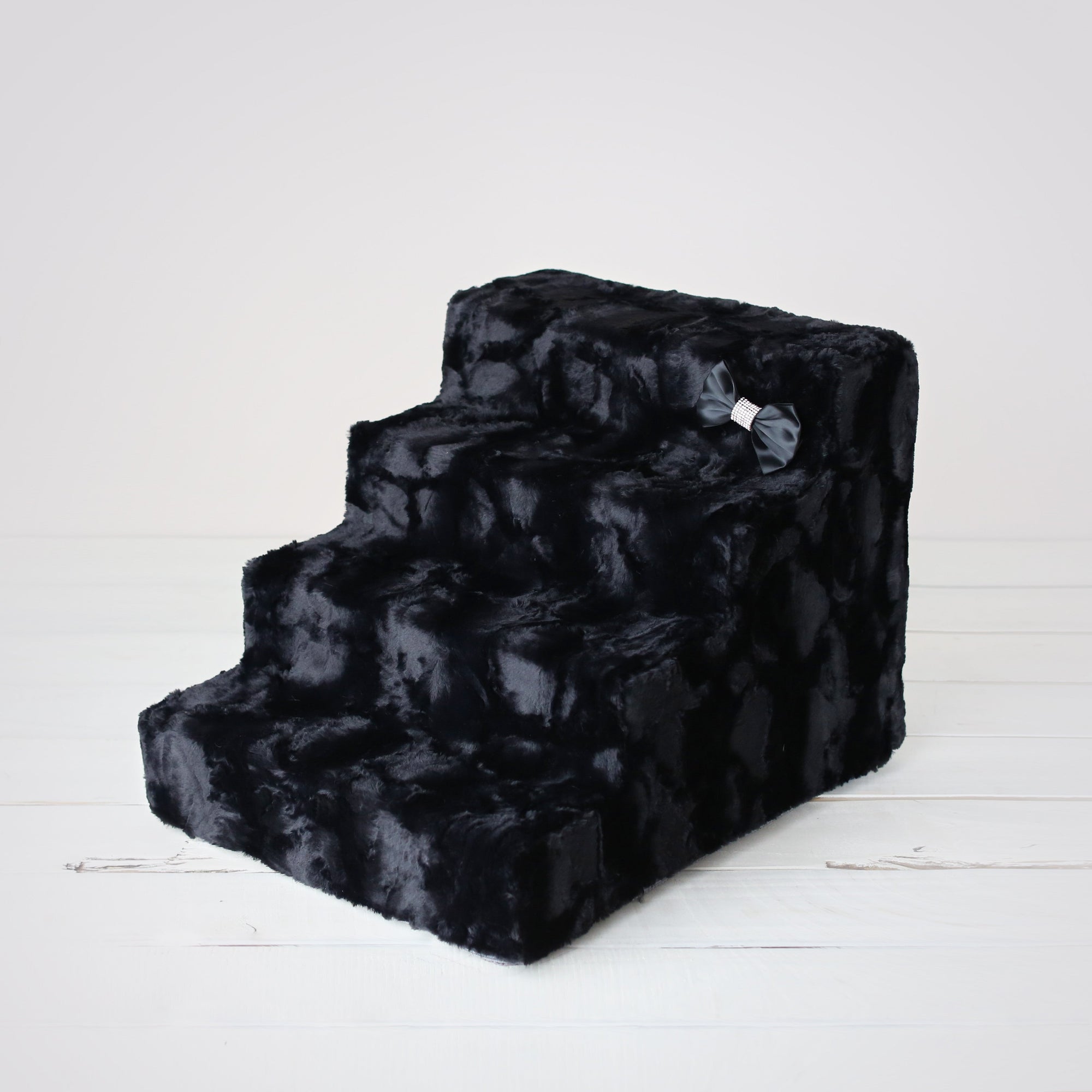 Hello Doggie Luxury Satin Silk Crystal Classic Ivory Pet Stairs