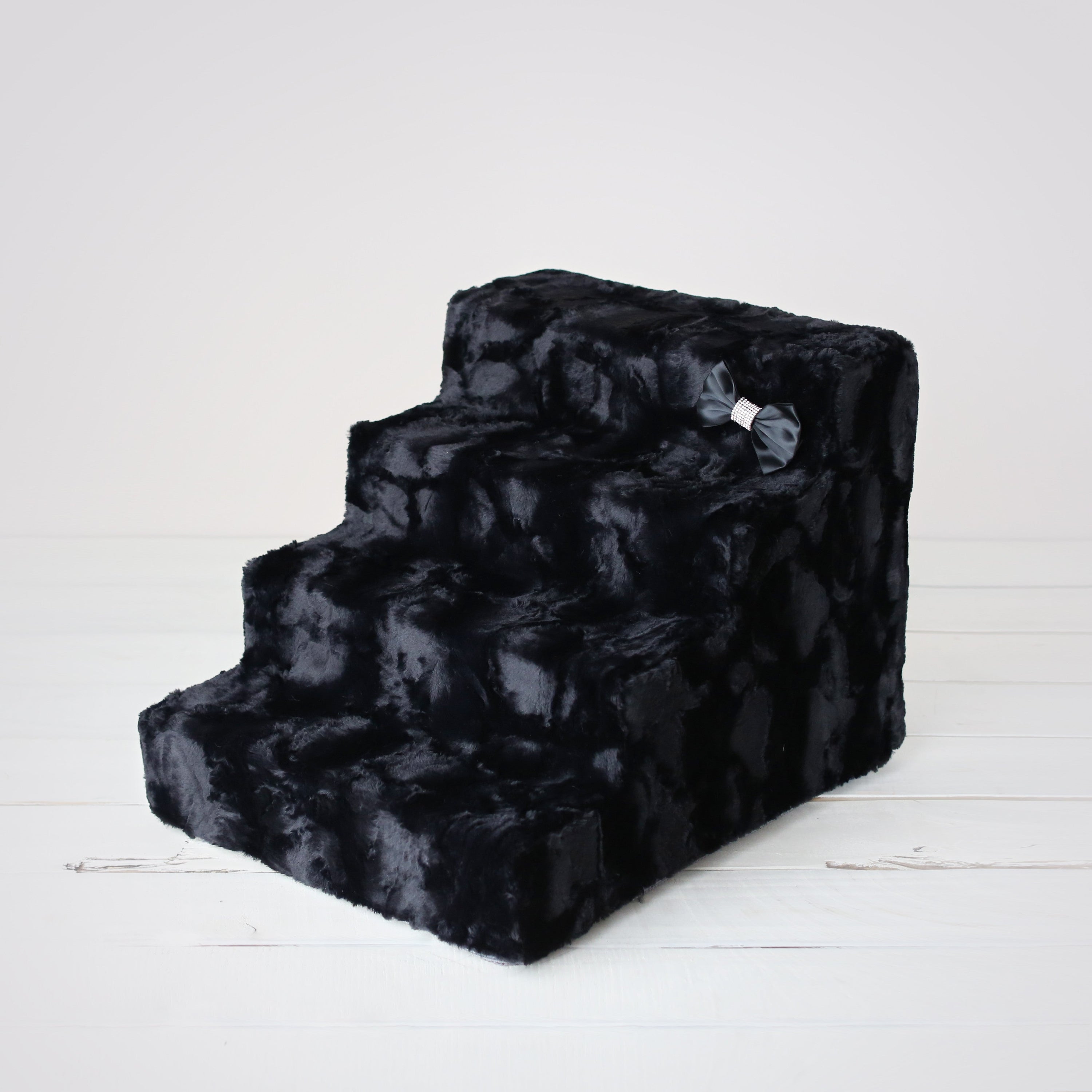 Hello Doggie Luxury Satin Silk Crystal Dove Grey Pet Stairs