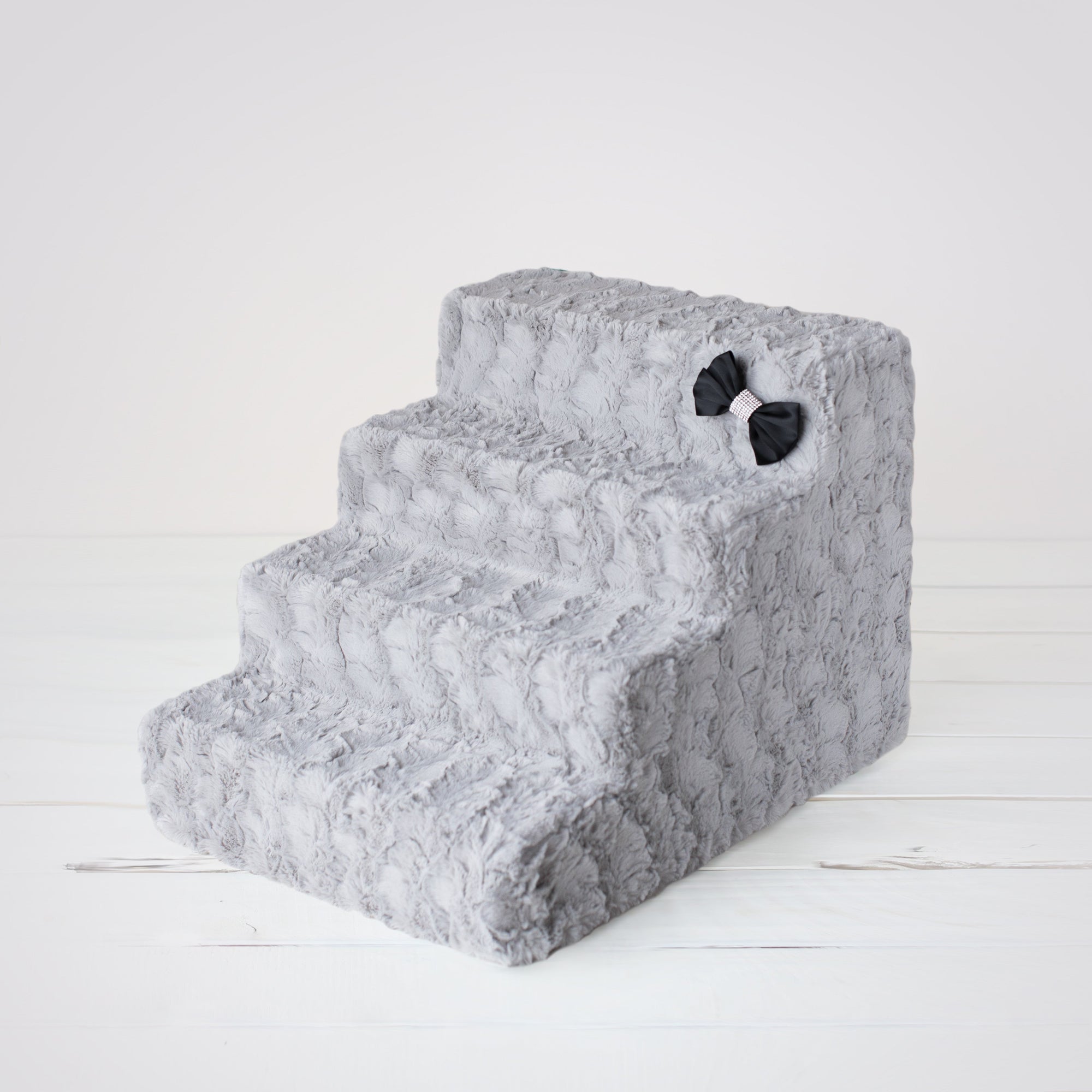 Hello Doggie Luxury Satin Silk Crystal Classic Ivory Pet Stairs