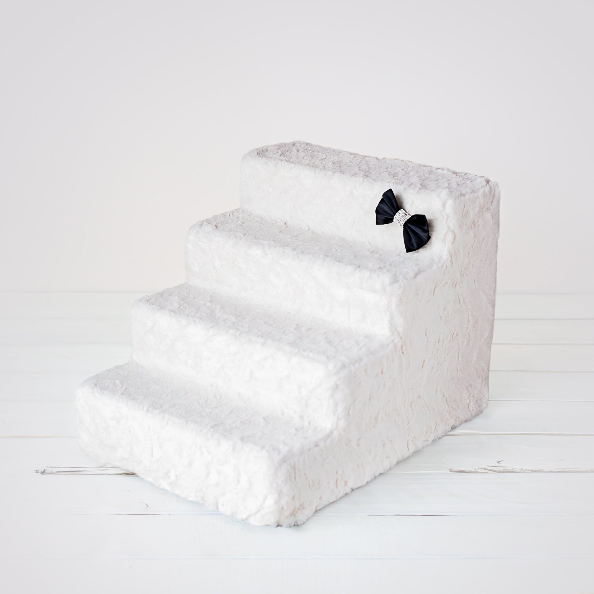 Hello Doggie Luxury Satin Silk Crystal Classic Ivory Pet Stairs