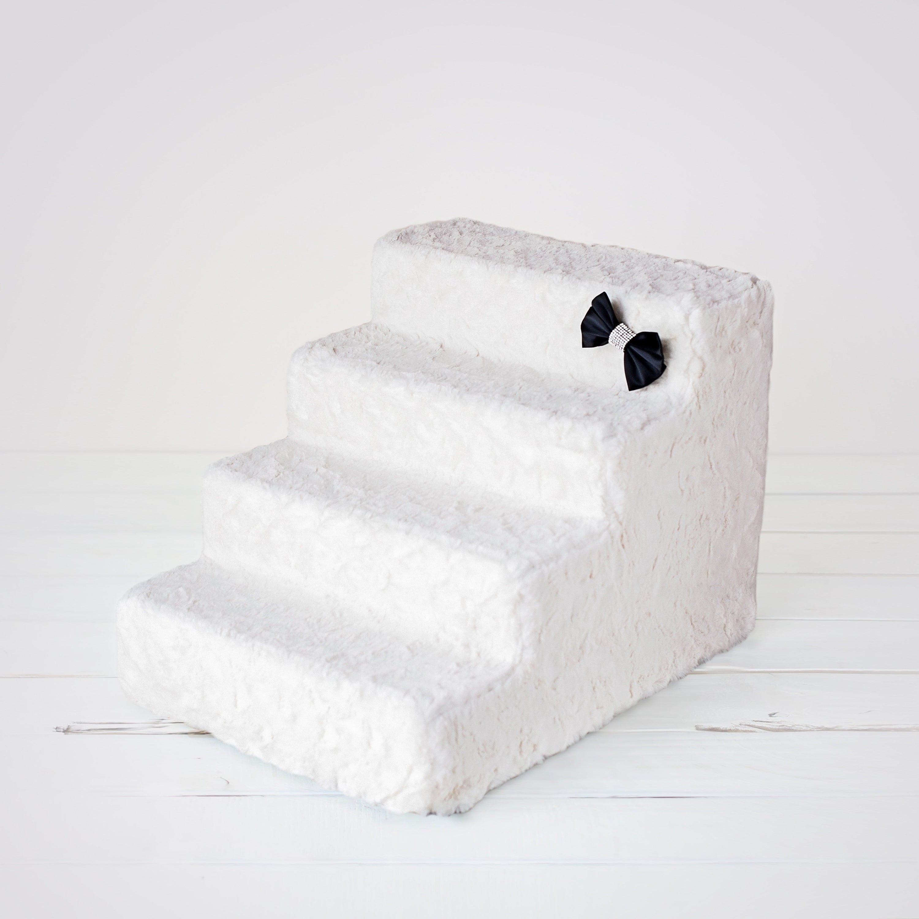 Hello Doggie Luxury Satin Silk Crystal Classic Ivory Pet Stairs