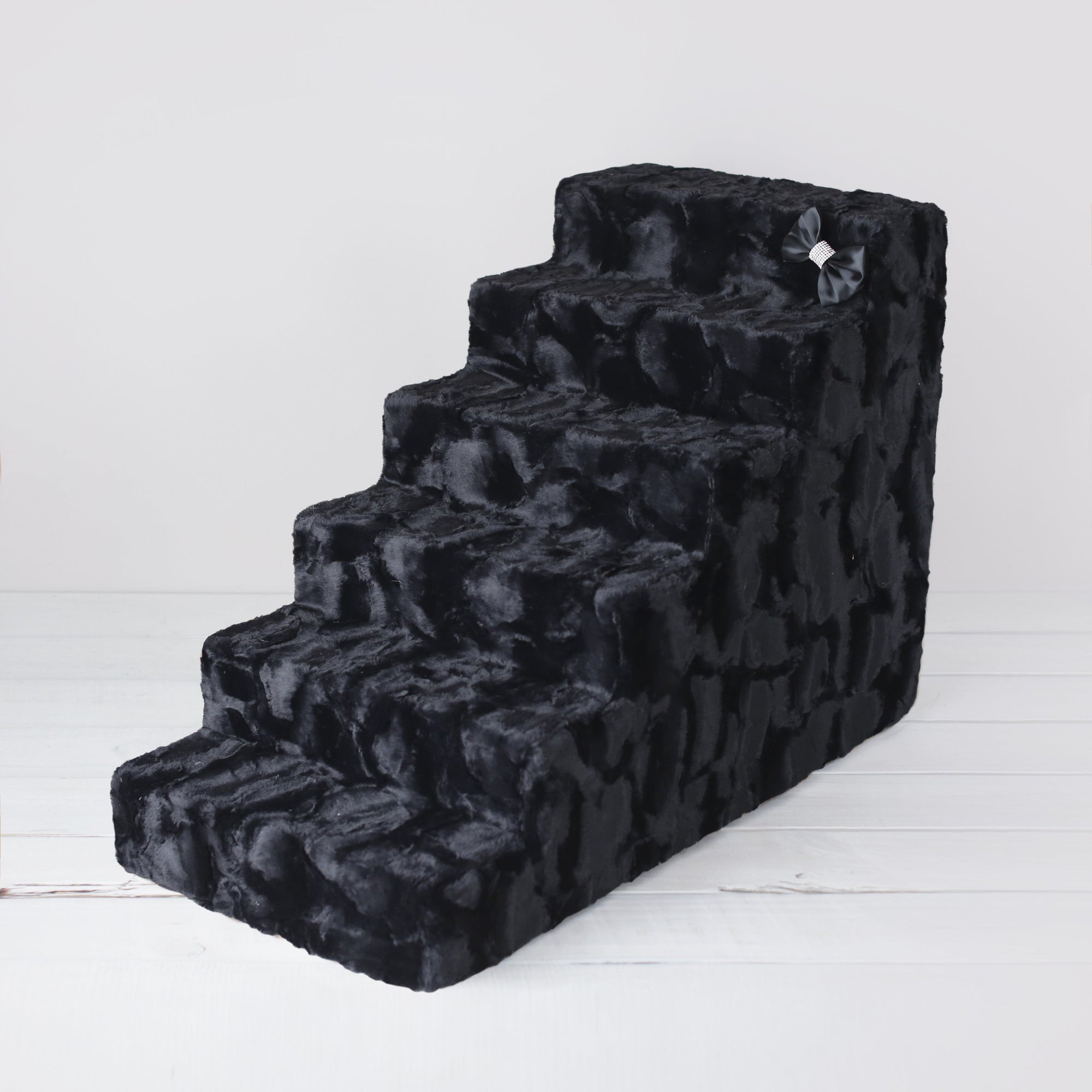 Hello Doggie Luxury Satin Silk Crystal Black Diamond Pet Stairs