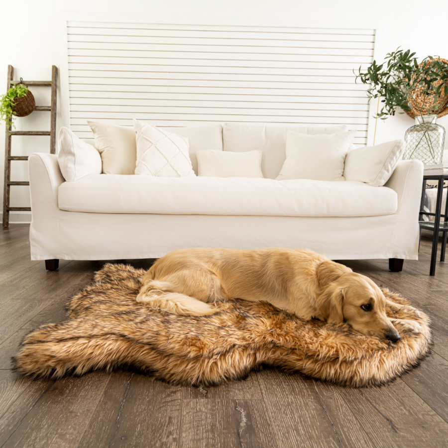 Puprug Faux Fur Orthopedic Dog Bed Curve Sable Tan