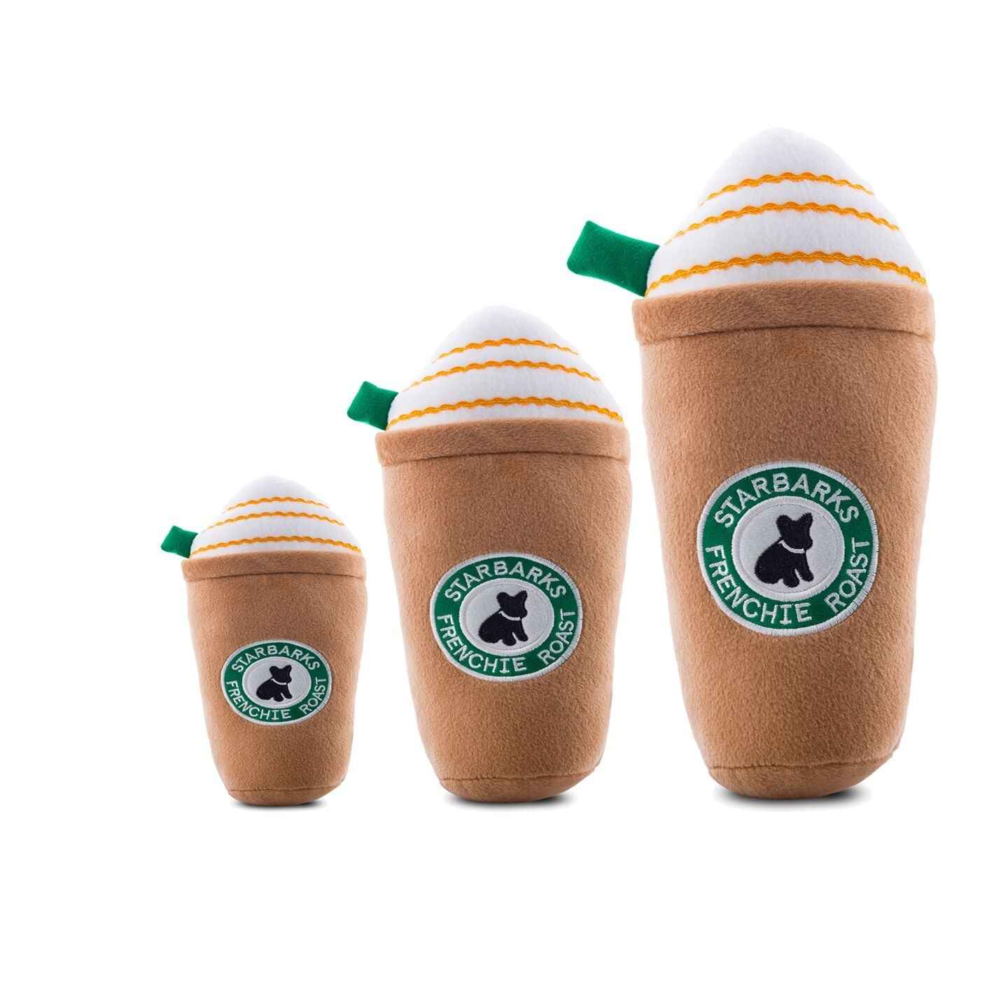 Haute Diggity Dog Starbarks Frenchie Roast Plush Toy with straw Plush Dog Toy
