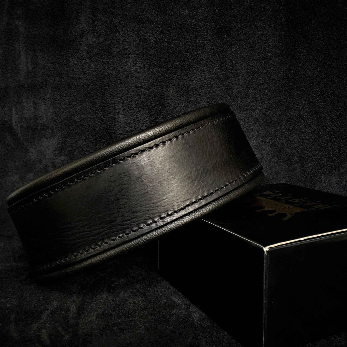 Bestia Plain Style Black Leather Dog Collar