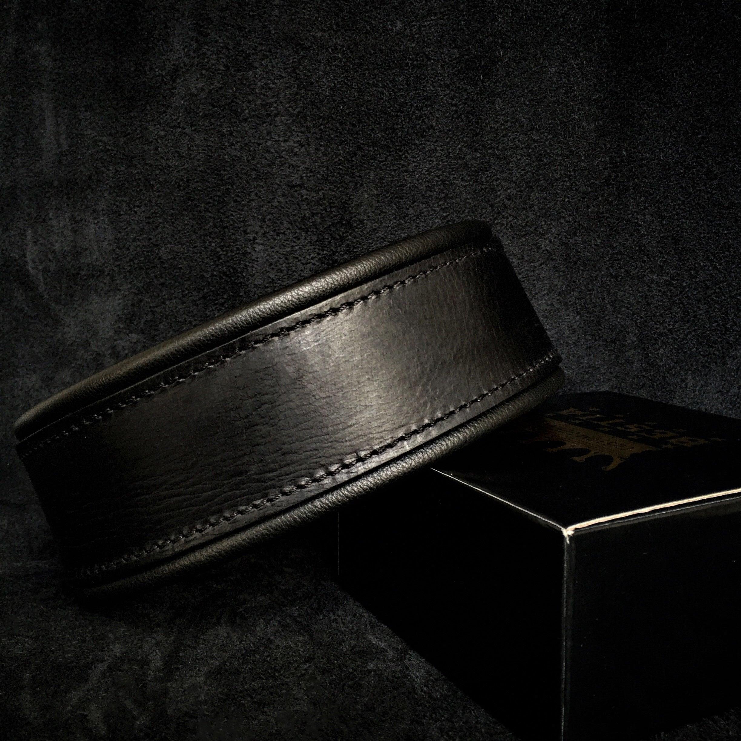Bestia Dog Gear Genuine Leather Dog Collar - Black 