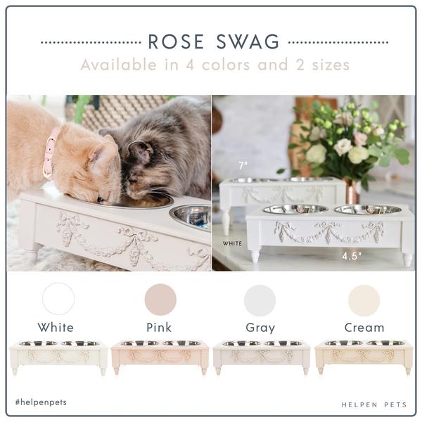 Bonne et Filou – Rose Swag Elevated Pet Bowl Feeder