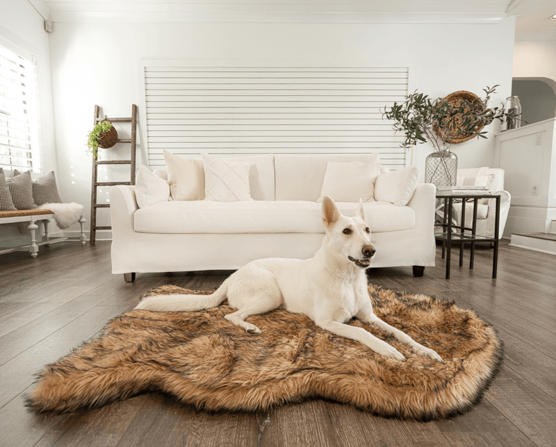 Puprug Faux Fur Orthopedic Dog Bed Curve Sable Tan 