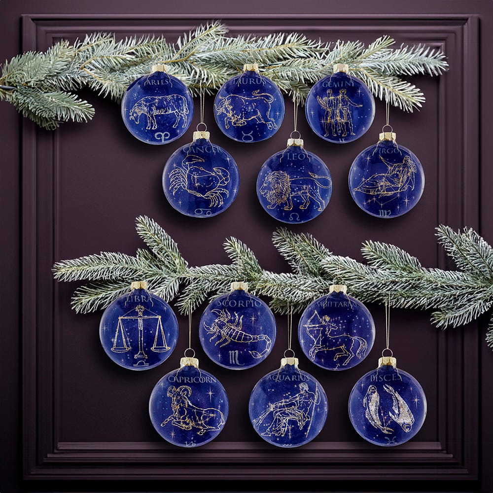 Kurt Adler 80MM Glass Zodiac Ornaments, Set of 12