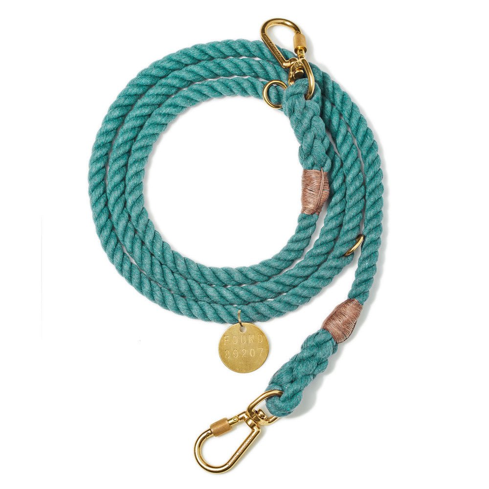 Teal Upcycled Rope Dog Leash, Adjustable - Found My Animal