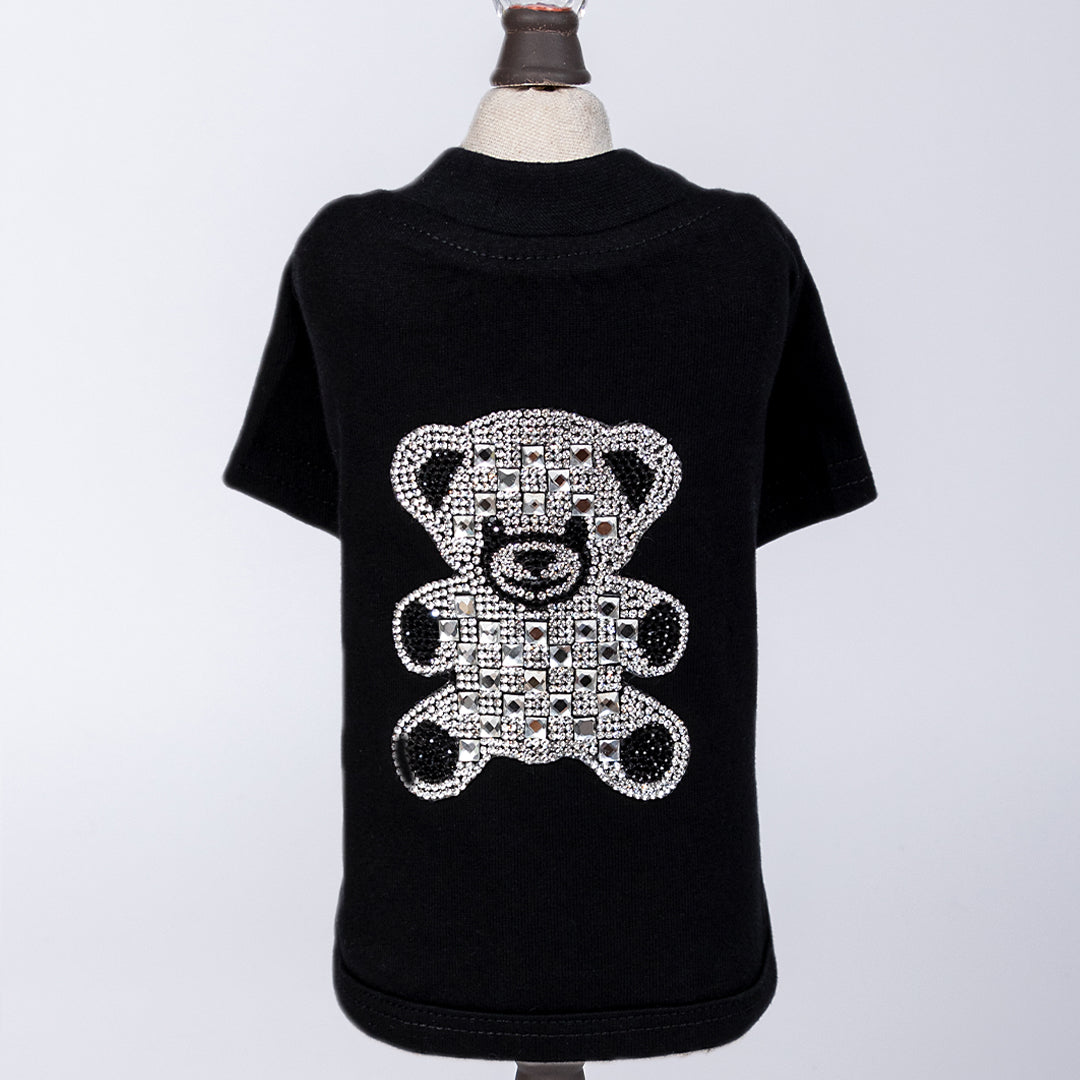 Hello Doggie Teddy Bear Cotton Black Dog Shirt