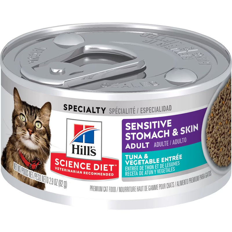 Hills Science Diet Sensitive Stomach & Skin Canned Cat Food, Tuna & Vegetable Entre (2.9oz)