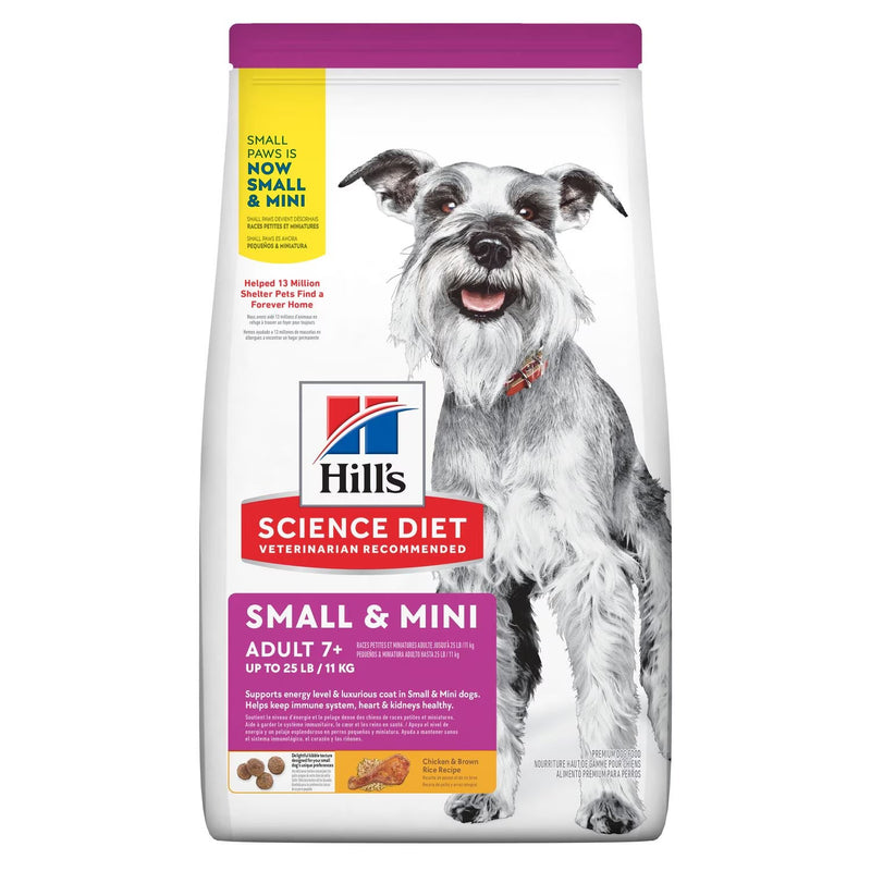 Hills Science Diet Senior 7+ Small & Mini Chicken Meal, Barley & Brown Rice Recipe Dry Dog Food (4.5lb)