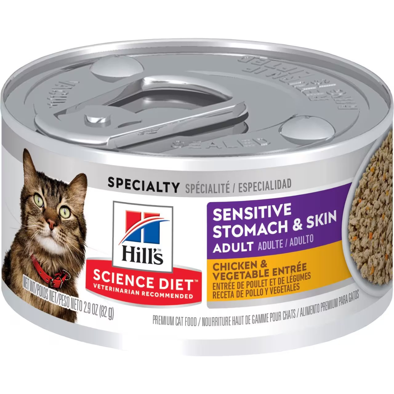 Hills Science Diet Sensitive Stomach & Skin Canned Cat Food, Chicken & Vegetable Entrée (2.9oz)