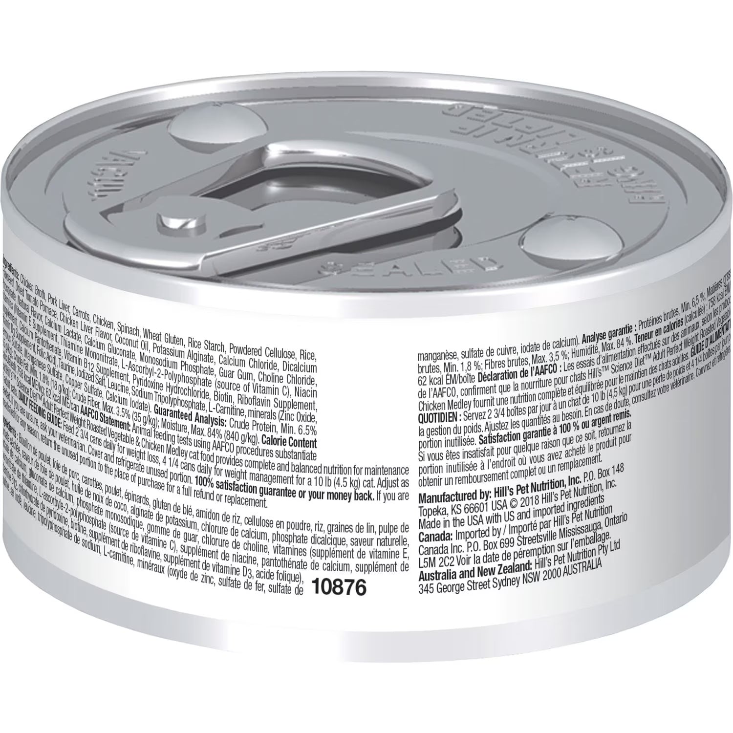 Hills Science Diet Perfect Weight Canned Cat Food, Roasted Vegetable & Chicken Medley (2.9oz)