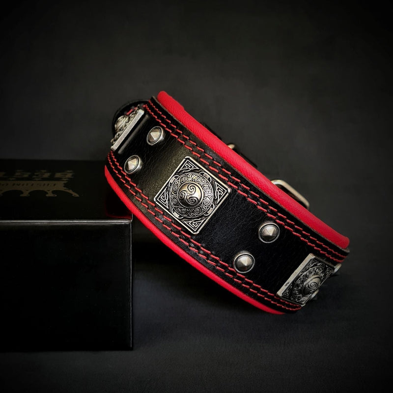 Bestia Dog Gear The "Eros" collar 2 inch wide Genuine Leather Red pet supplies