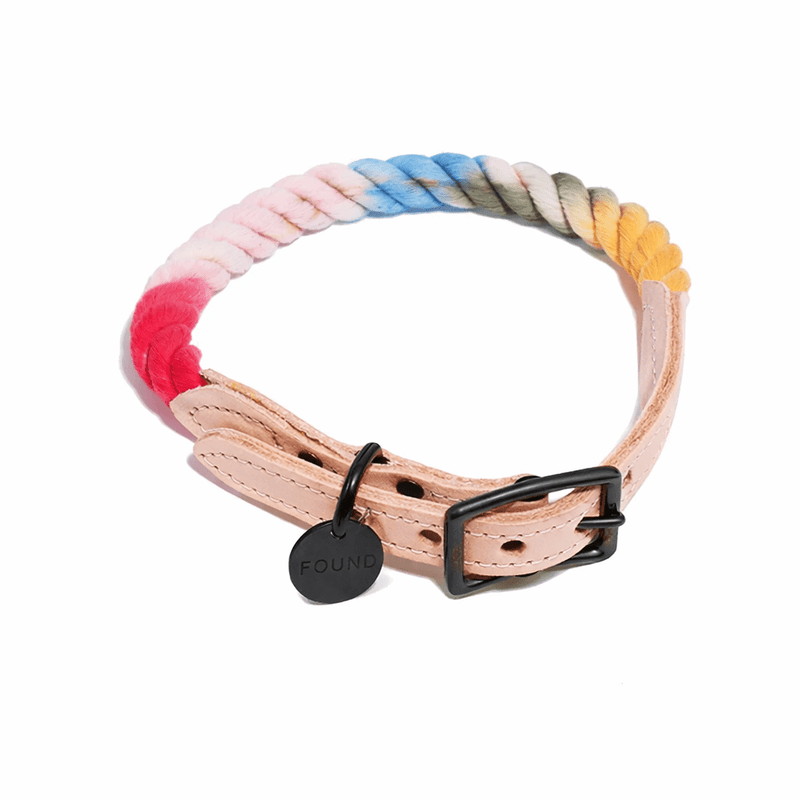 The Henri Ombre Cotton Rope Cat & Dog Collar – Matte Black Hardware
