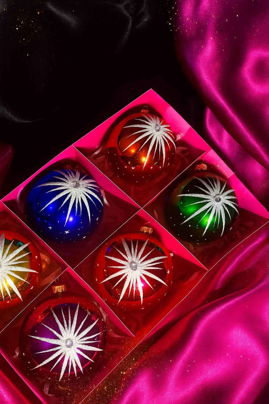 Starlet Glass Christmas Ornaments - Set of 6