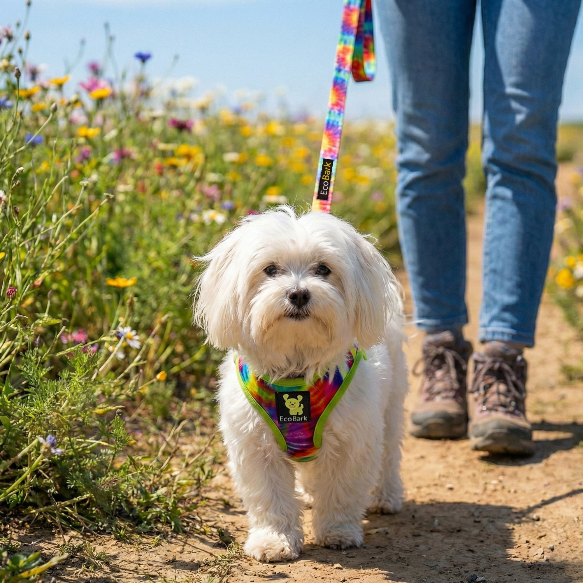 Tie Dye Dog Leash by EcoBark - Padded Comfort Grip Leash - 4ft, 5ft, and 6ft Leash for Small and Medium Dogs