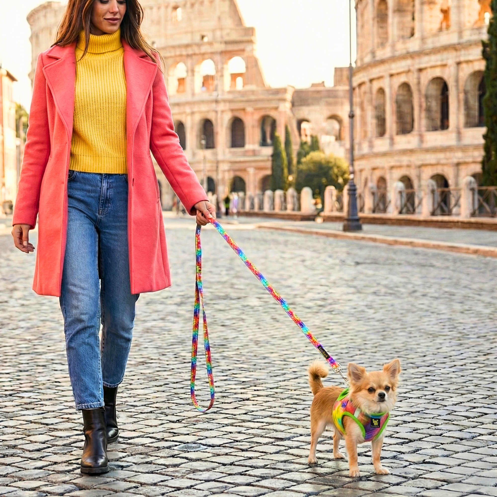 Tie Dye Dog Leash by EcoBark - Padded Comfort Grip Leash - 4ft, 5ft, and 6ft Leash for Small and Medium Dogs