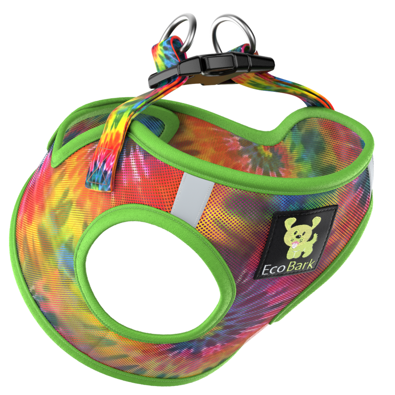 EcoBark Step In Dog Harness - Teacup & Small Breeds- Reflective Soft Mesh Harness for Teacup, Small Dogs and Puppies / Tie-dye