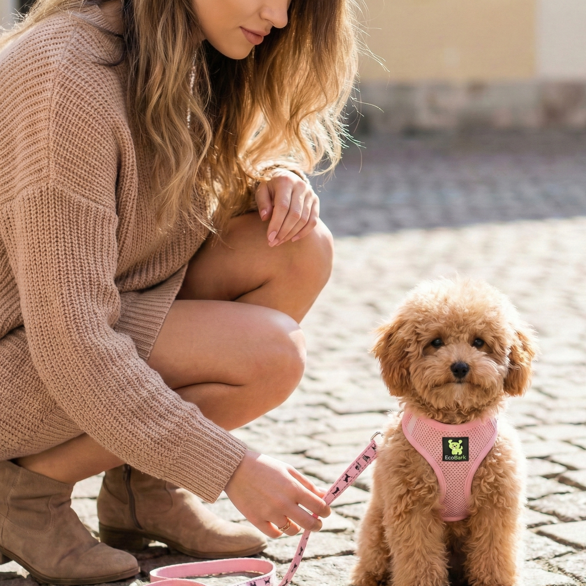 EcoBark – Baby Pink Reflective Step-In Dog Harness
