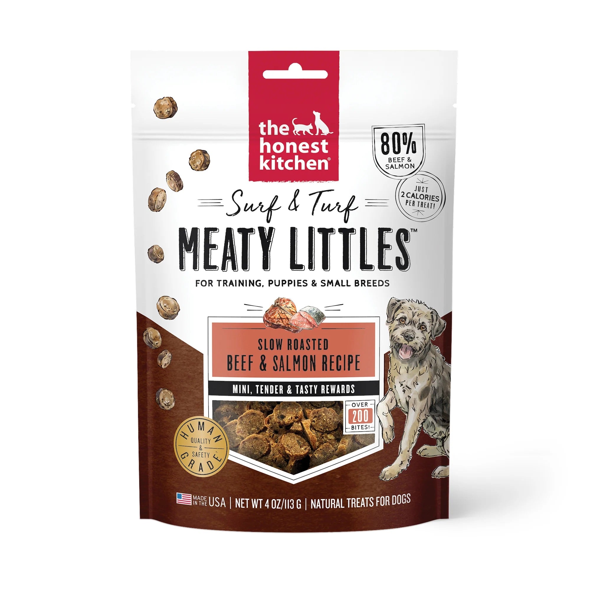 Honest Kitchen Meaty Littles Surf & Turf-Beef & Salmon Dog Treats (4oz)