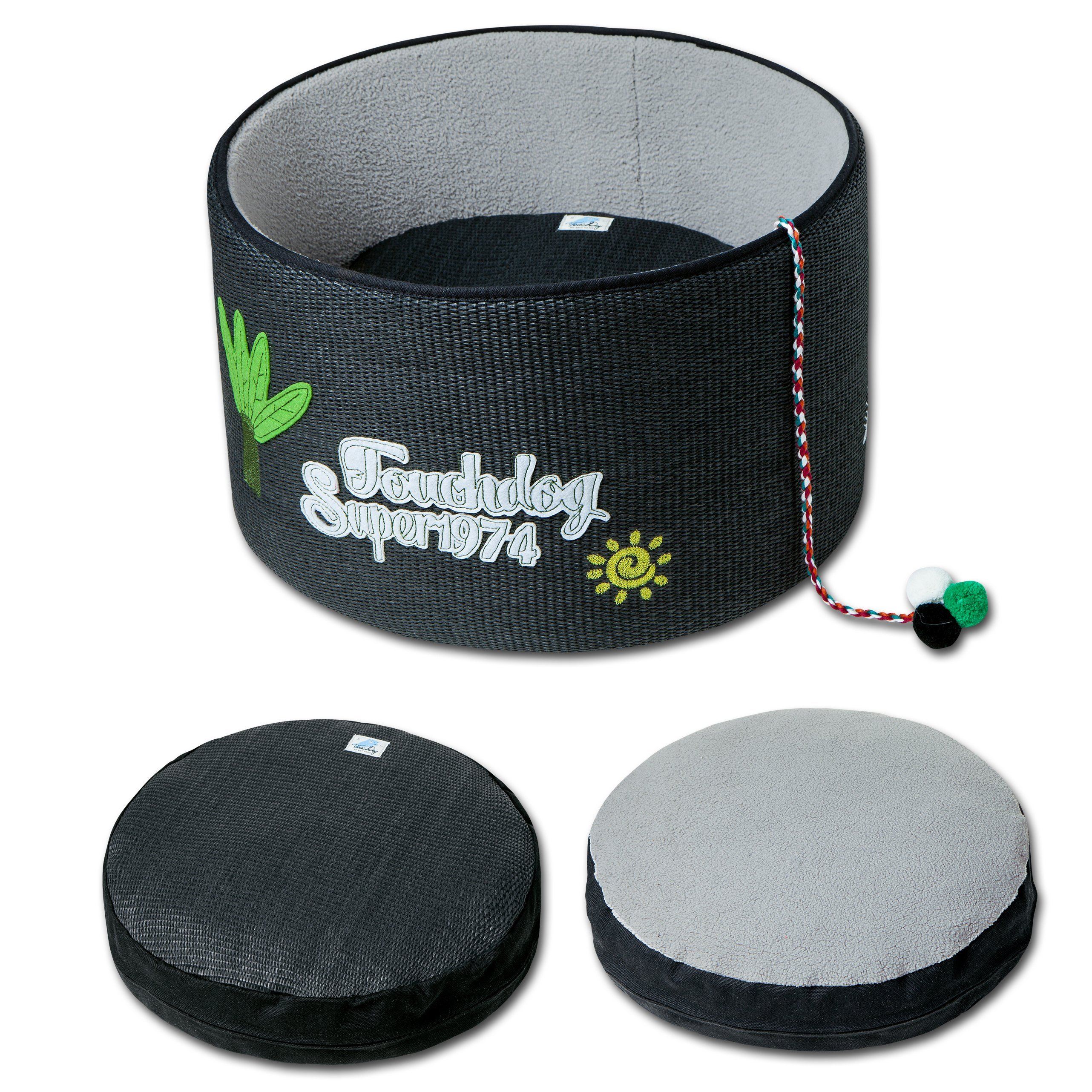 Touchcat Claw-ver Nest Rounded Scratching Cat Bed w/ Teaser Toy