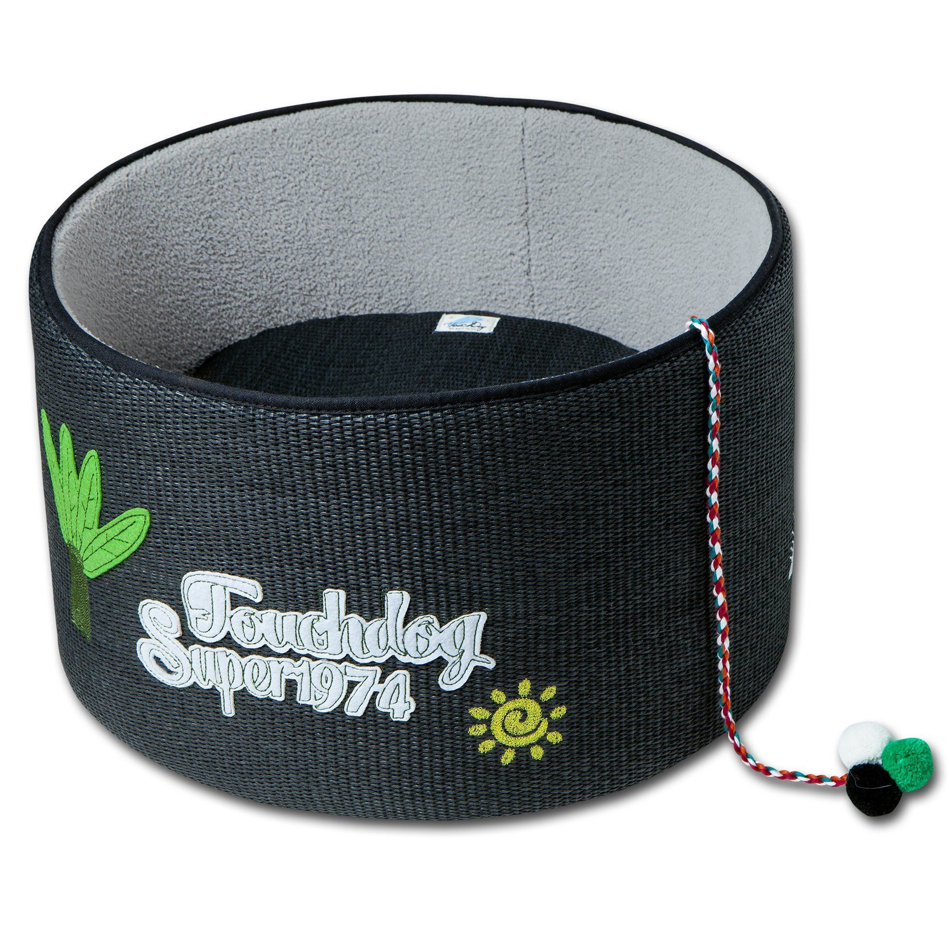 Touchcat Claw-ver Nest Rounded Scratching Cat Bed w/ Teaser Toy