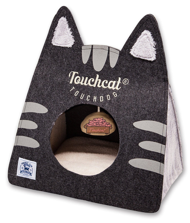 Touchcat ® Kitty Ears Travel On-The-Go Folding Designer Fashion Pet Cat Bed House w/ Hanging Teaser Toy