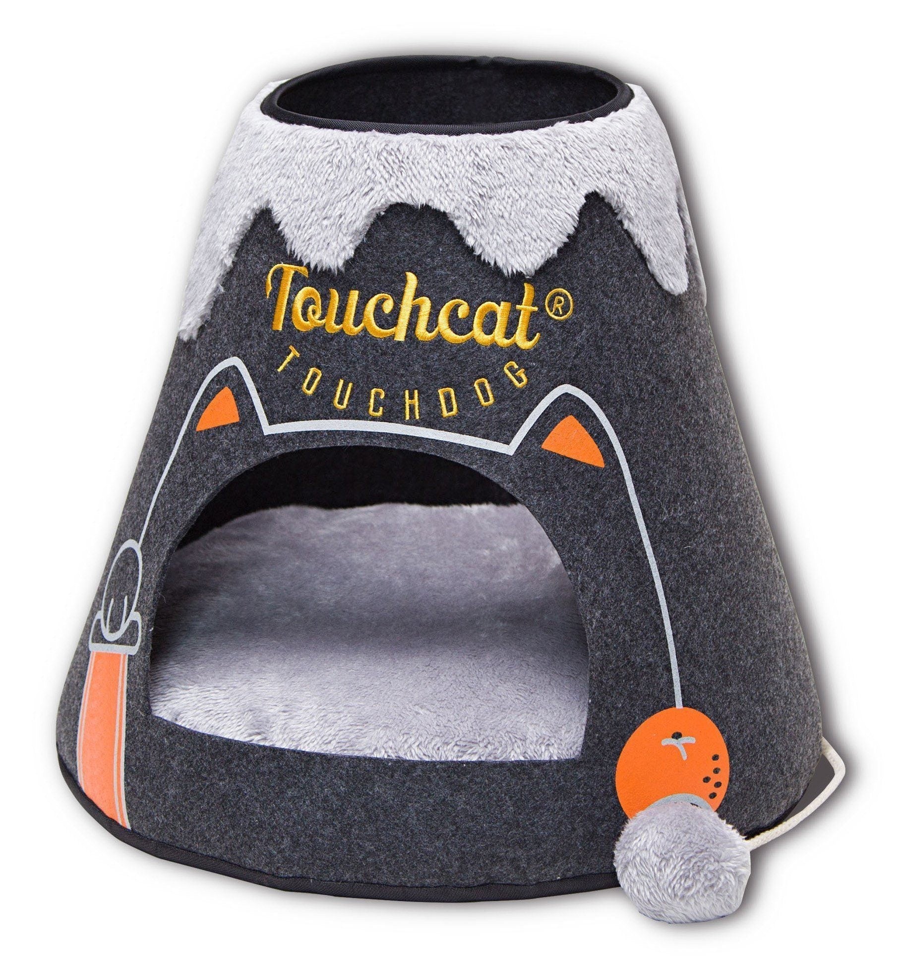 Touchcat ® Molten Lava Triangular Frashion Designer Pet Kitty Cat Bed House Lounge Lounger w/ Hanging Teaser Toy