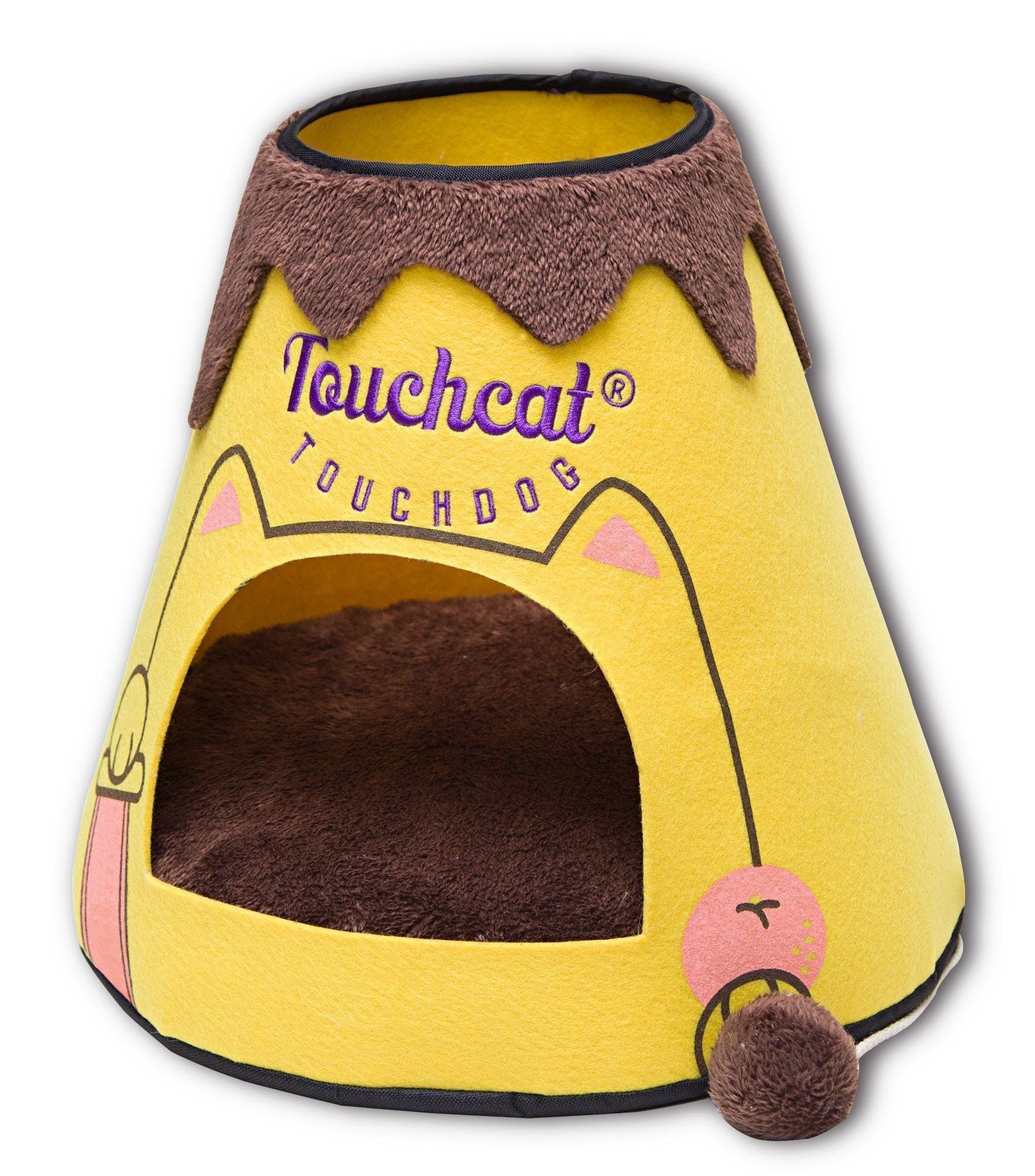 Touchcat Molten Lava Triangular Frashion Designer Pet Kitty Cat Bed House Lounge Lounger w/ Hanging Teaser Toy