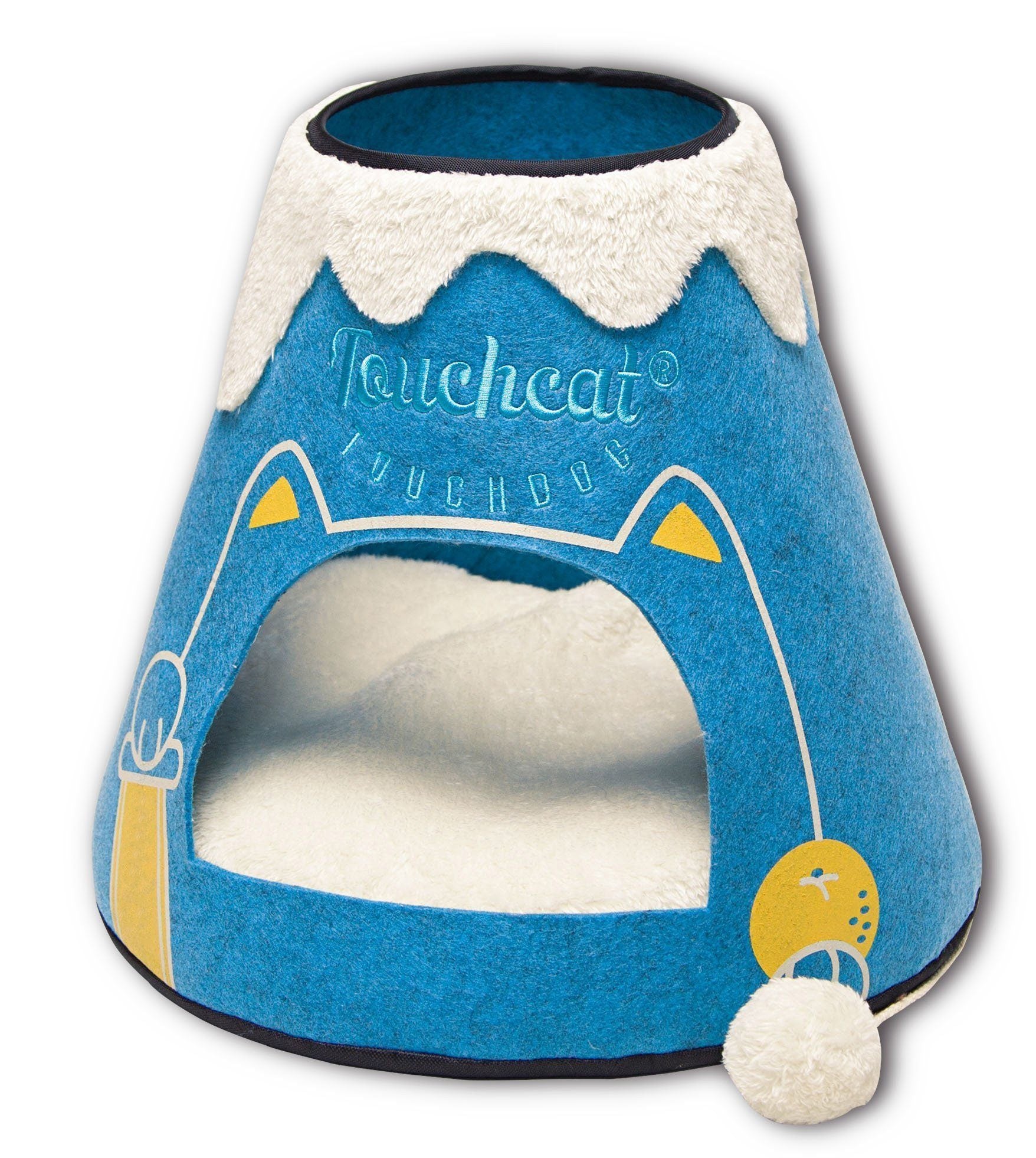 Touchcat Molten Lava Triangular Frashion Designer Pet Kitty Cat Bed House Lounge Lounger w/ Hanging Teaser Toy