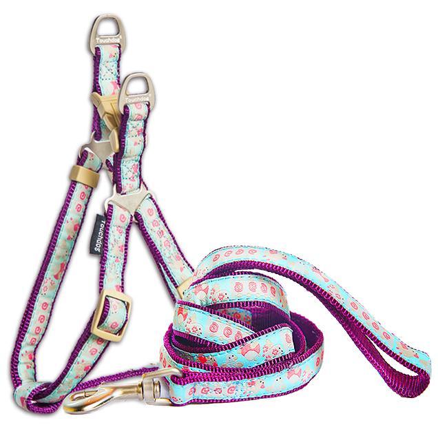 Touchdog Avery Patterned Tough Stitched Dog Harness and Leash