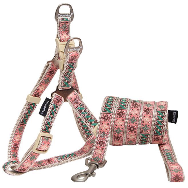 Touchdog Capentry Patterned Tough Stitched Dog Harness and Leash