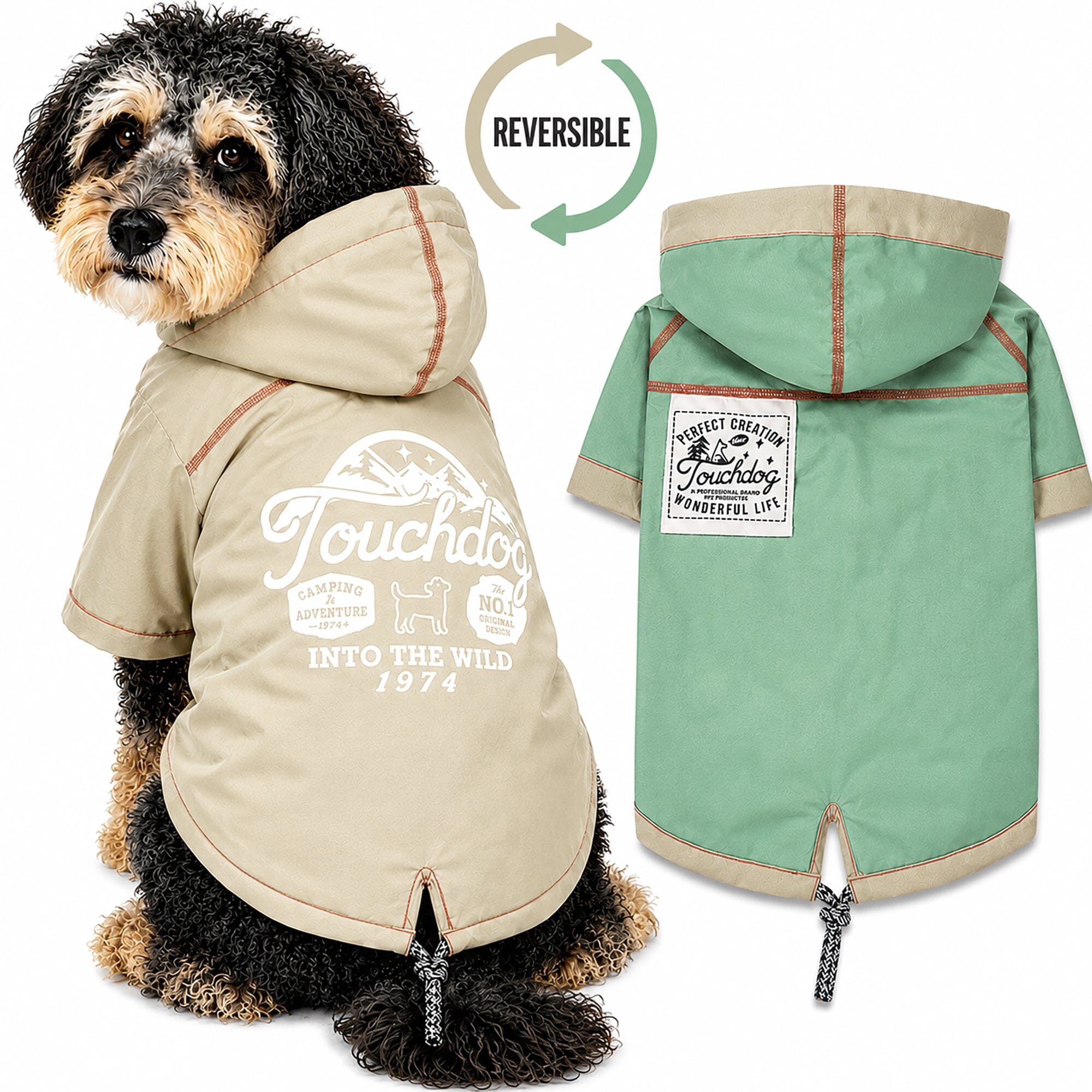 Touchdog Cloudburst Reversible Fashion Waterproof Dog Raincoat | HT Animal Supply