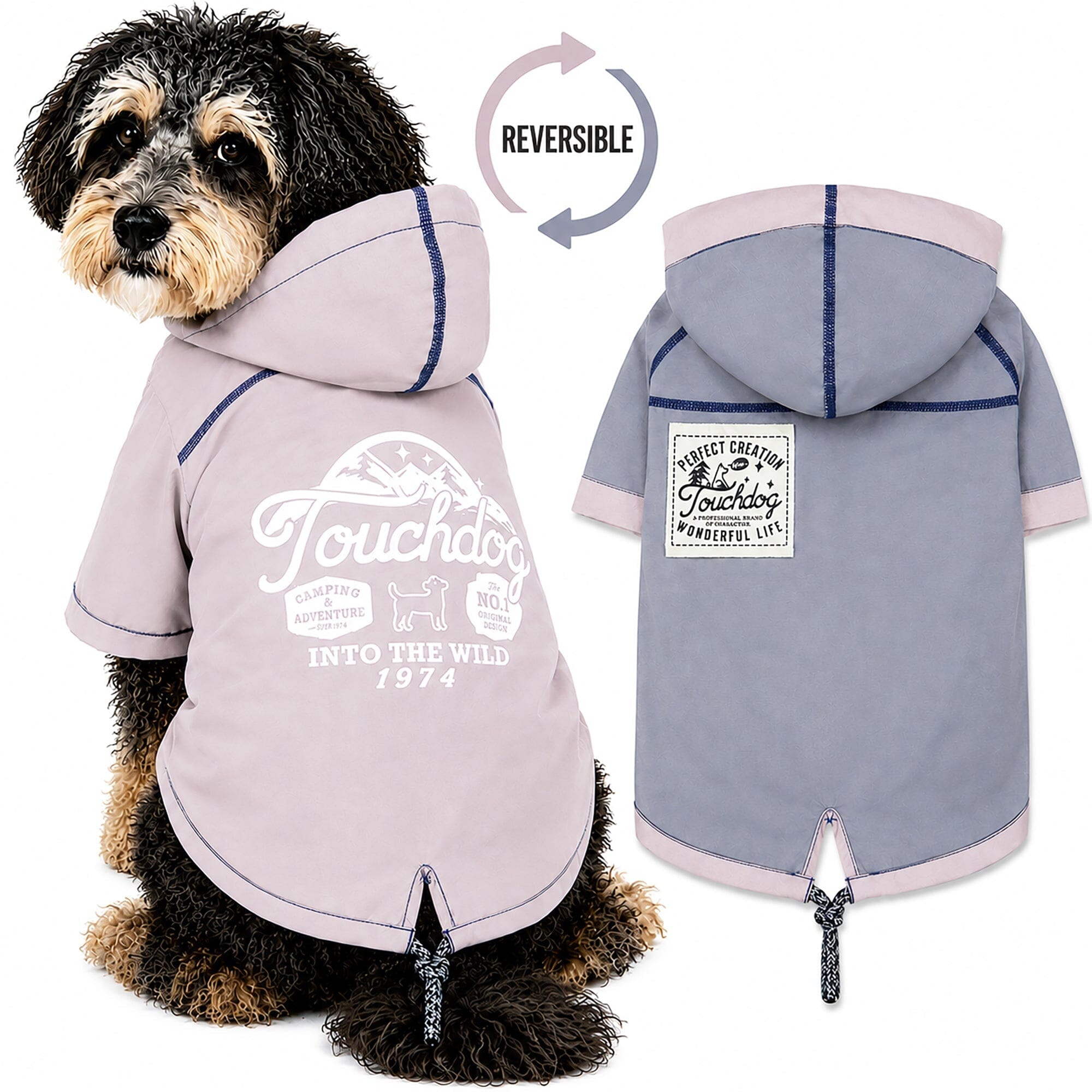 Touchdog Cloudburst Reversible Fashion Waterproof Dog Raincoat | HT Animal Supply