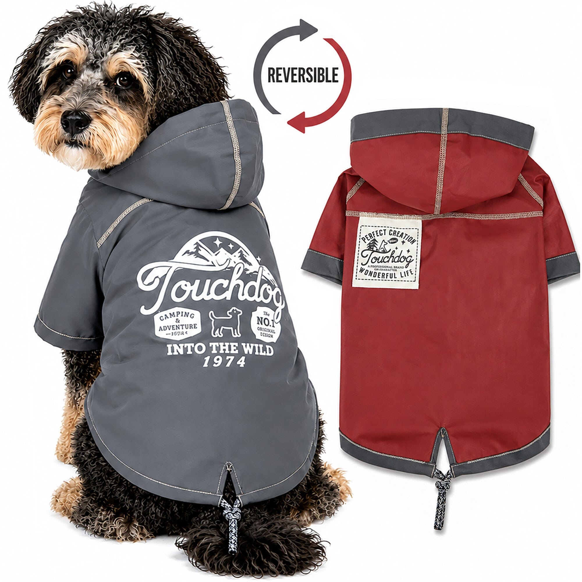 Touchdog Cloudburst Reversible Fashion Waterproof Dog Raincoat | HT Animal Supply