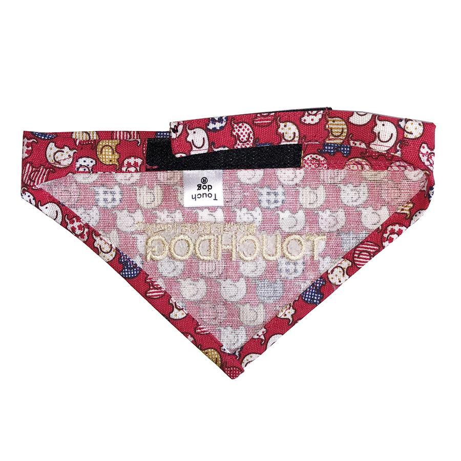 Touchdog Designer Hook-and-Loop Pet Bandana - Red