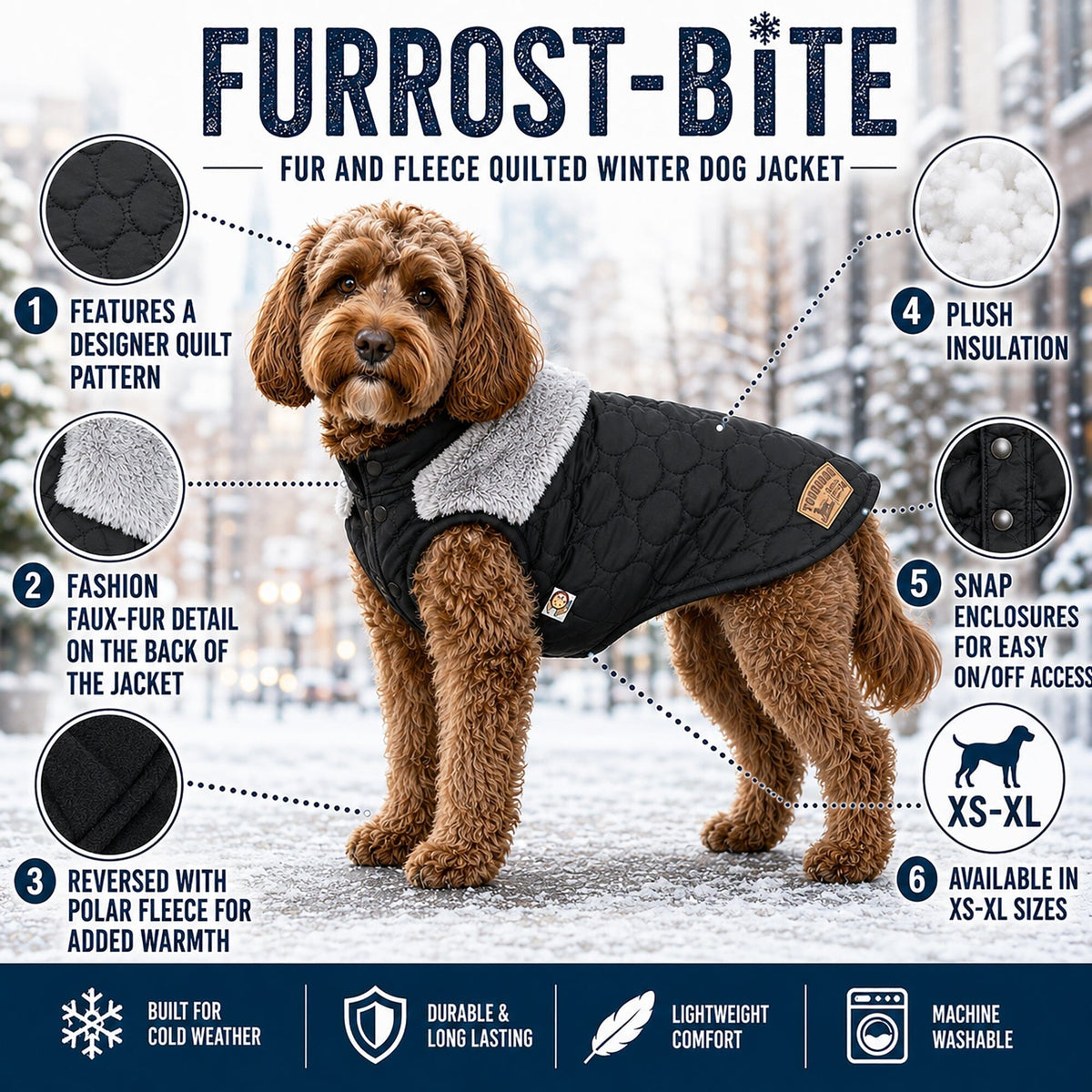 Touchdog Furrost-Bite Fur and Fleece Designer Fashion Dog Jacket | HT Animal Supply