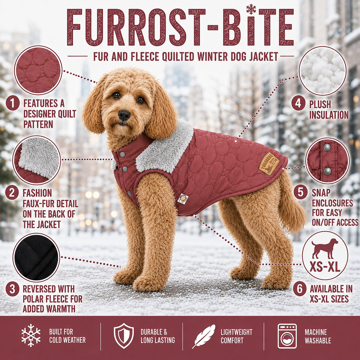 Touchdog Furrost-Bite Fur and Fleece Designer Fashion Dog Jacket | HT Animal Supply